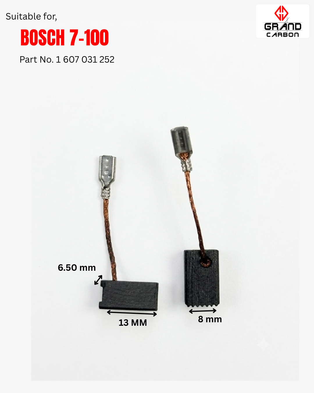 Power Tools Carbon Brush Suitable For Bosch 7-100 , This Carbon Brush Size - 13x8x6.5mm, used for angle grinder
