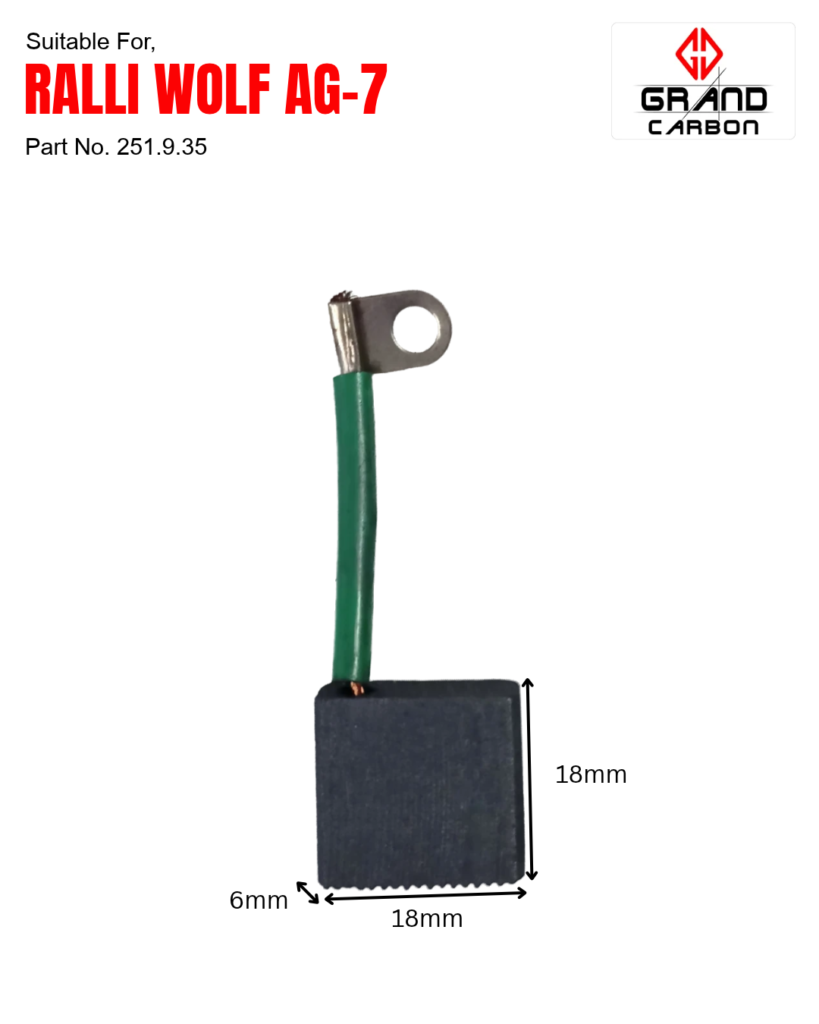 Best Quality Power Tools Carbon Brush Suitabel For Ralli Wolf Ag-7, This Carbon Brush Size 18x18x6mm, Used For angle grinder,