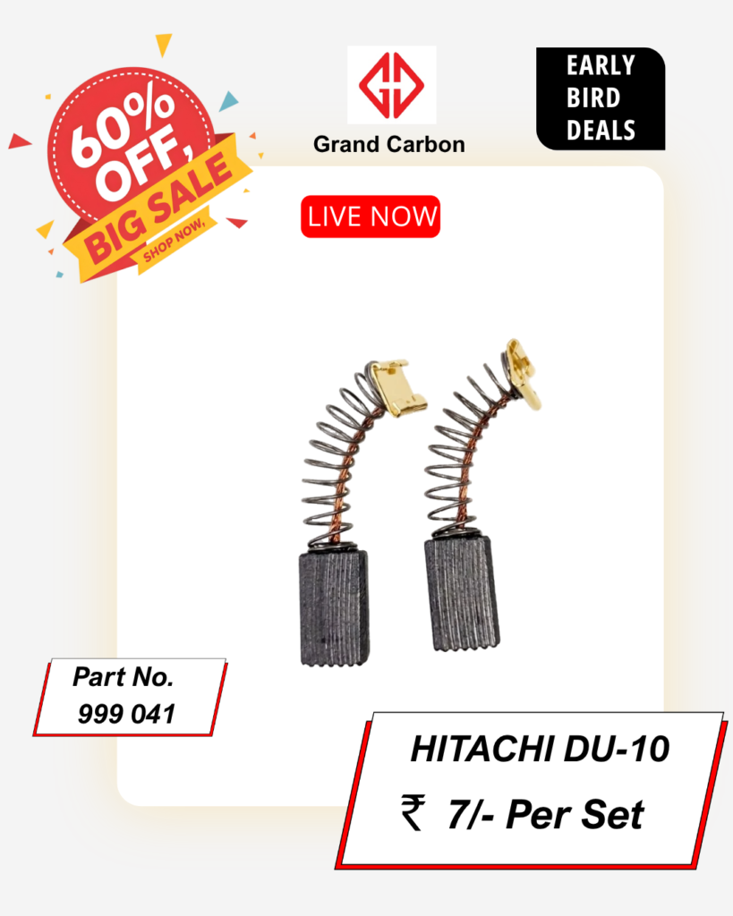 Power tools carbon brush suitable for hitachi DU-10, this carbon brush size 13.50x7.25x6.25mm, used for Compact Drill