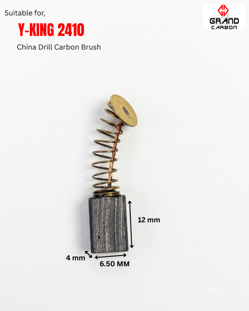 Best quality power tools carbon brush suitable for Yking 2410, this carbon brush size is 12x6.50x4mm, Used for China Drill