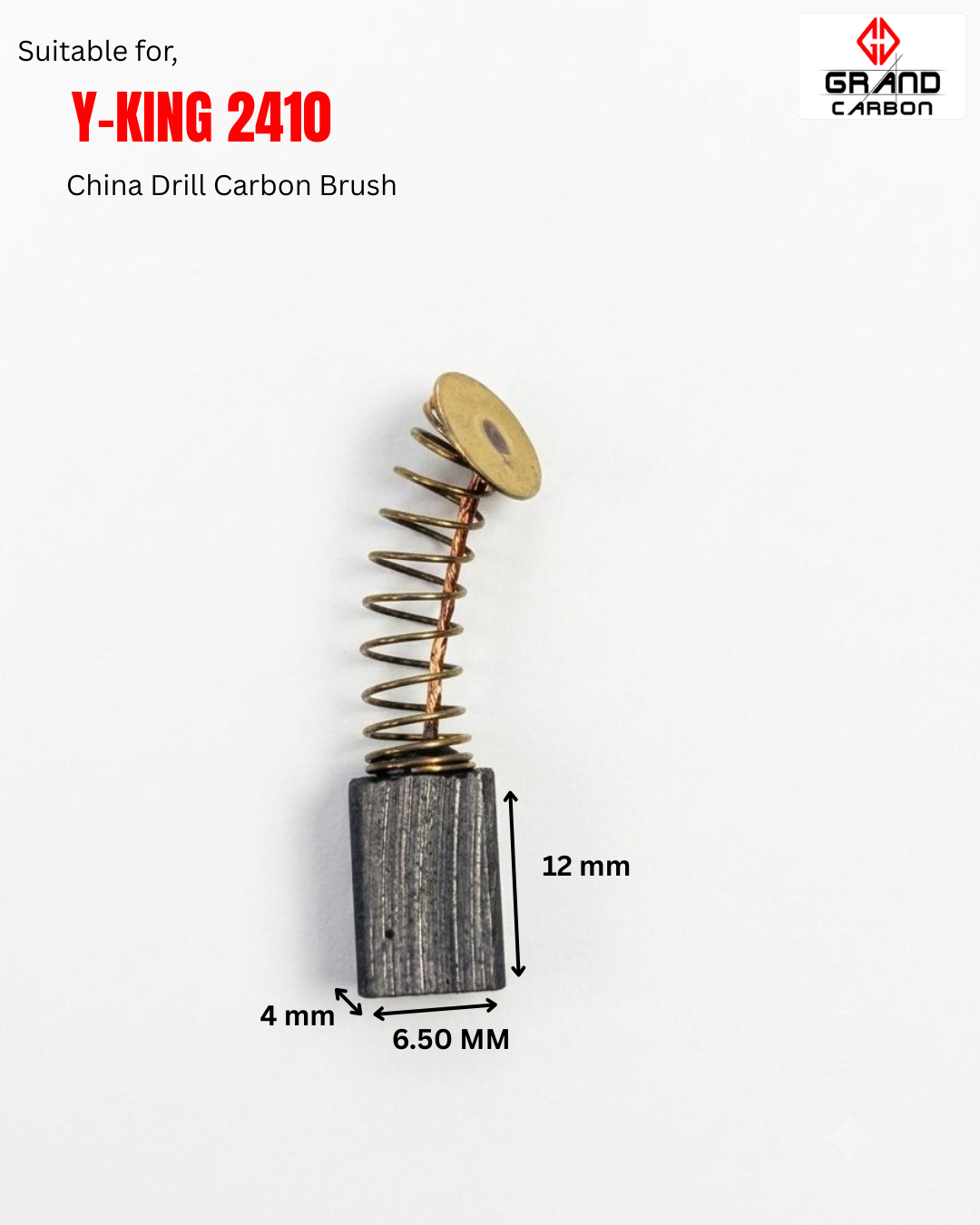 Best quality power tools carbon brush suitable for Yking 2410, this carbon brush size is 12x6.50x4mm, Used for China Drill