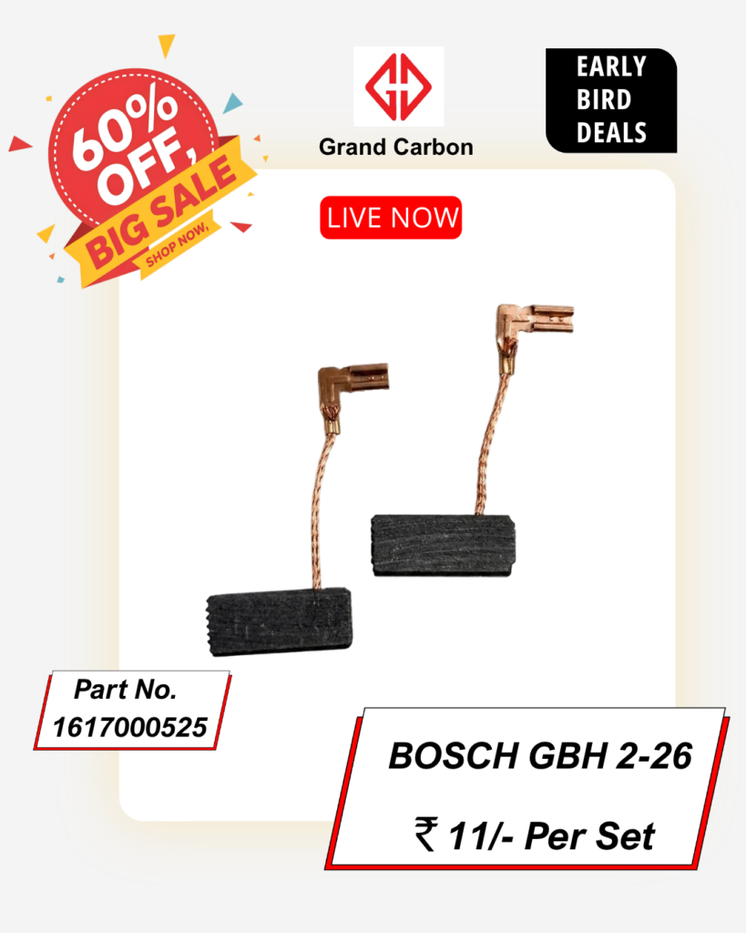 Power tools carbon brush suitable for bosch 2-26, used for 26mm hammer drill, this carbon brush size 18.50x8x5mm, 26mm Hammer Drill