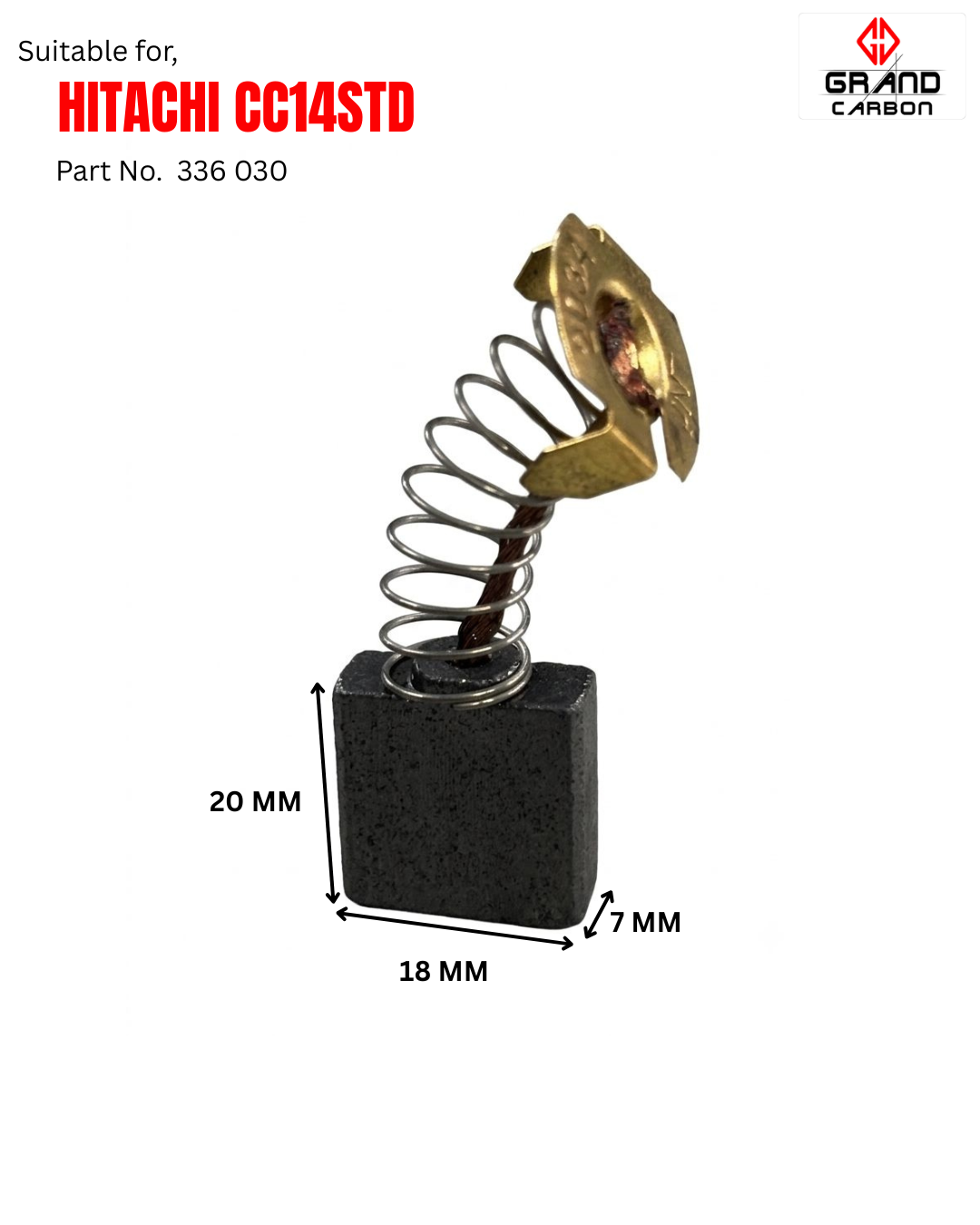 Power Tools Carbon Brush Suitable For Hitachi CC14STD, For 14"In Pipe Cutter, Size 20x18x7mm
