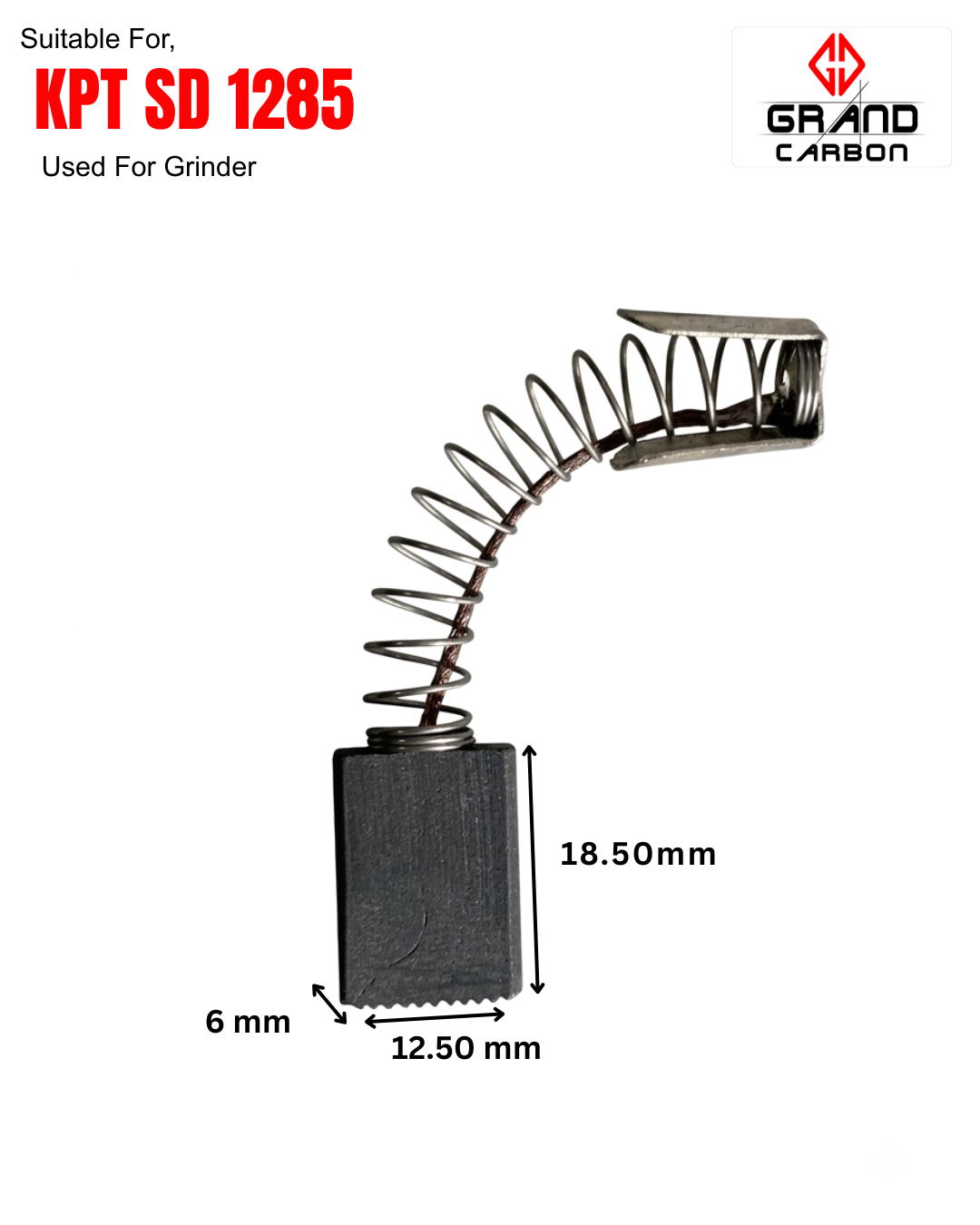 Power Tools Carbon Brush Suitable for KPT SD1285, Used For Grinder, Size 18.50x12.50x6mm,
