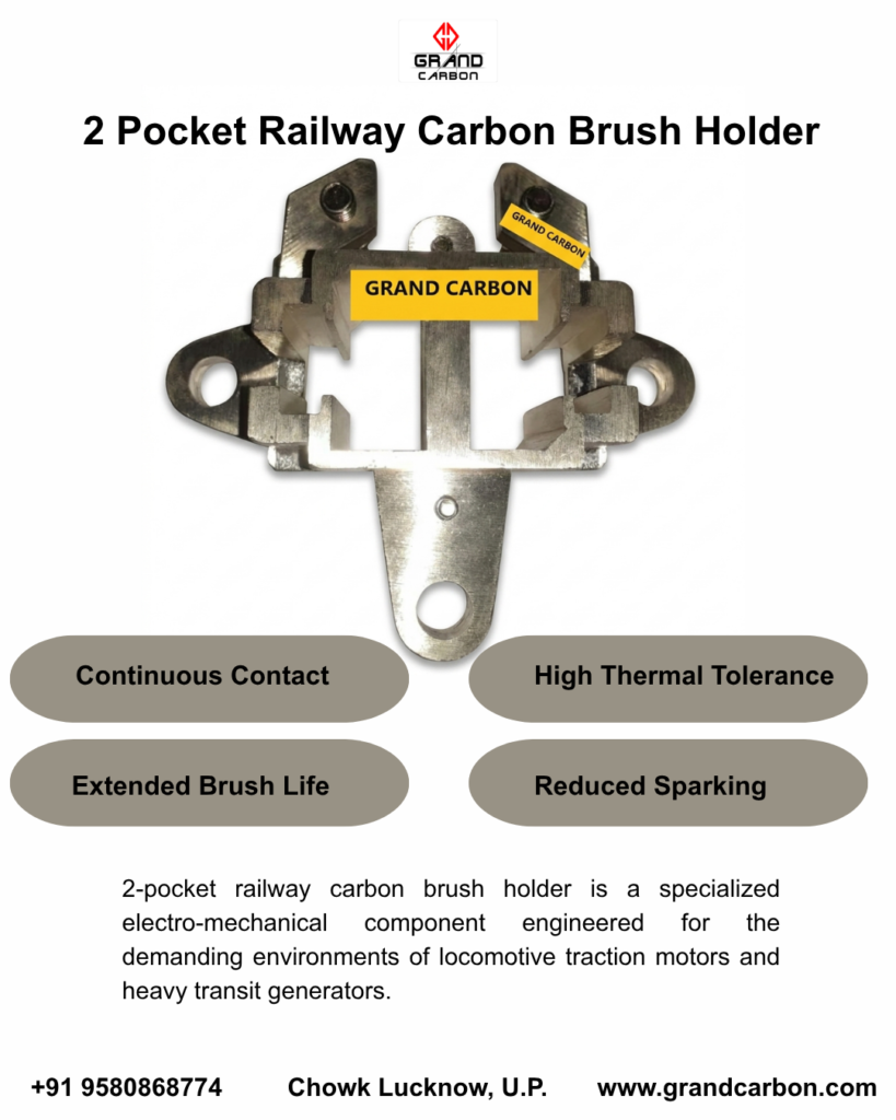 Two pocket railway carbon brush holder