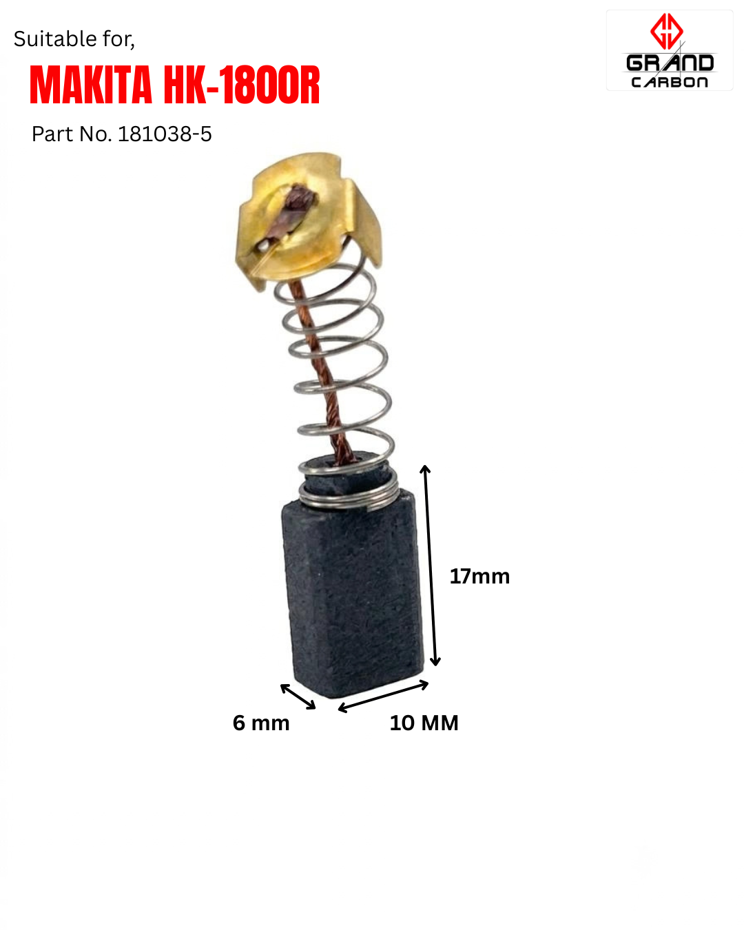 Power Tools Carbon Brush Suitable For Makita HK1800R Used for This carbon brush size 17x10x6mm, used for 5kg breaker