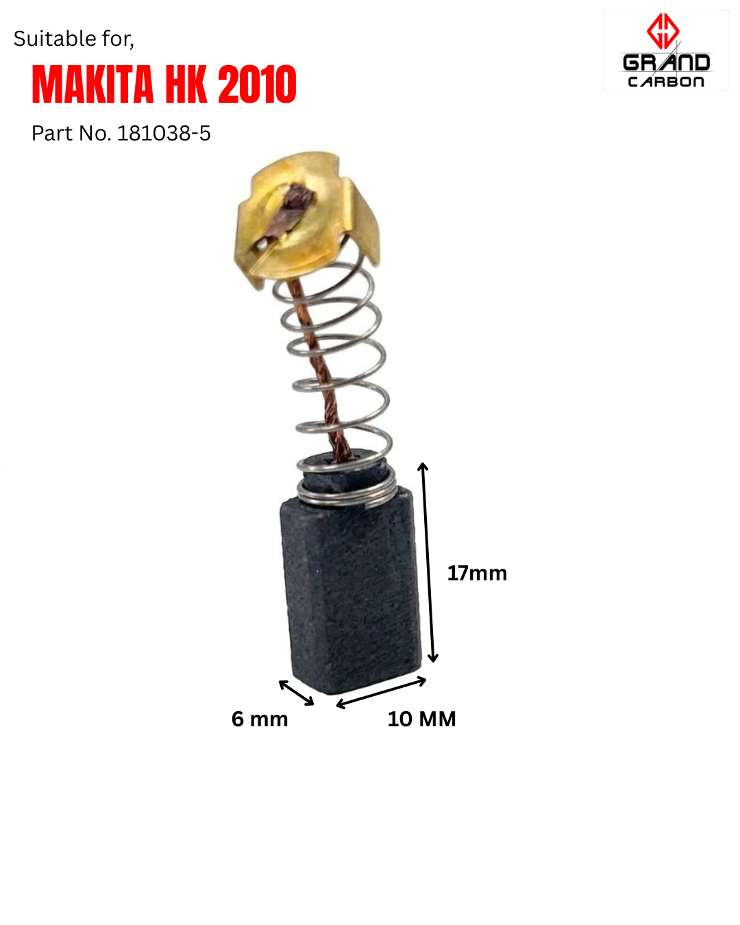 Power tools carbon brush suitable for makita hk2010, size 17x10x6mm, used for 5kg hammer
